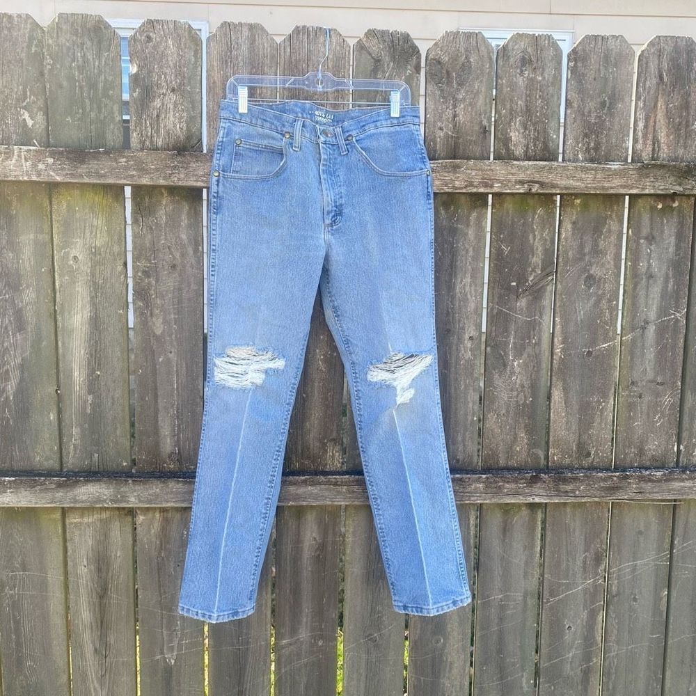 Wrangler Vintage Distressed Light Wash Bootcut Jeans | 32